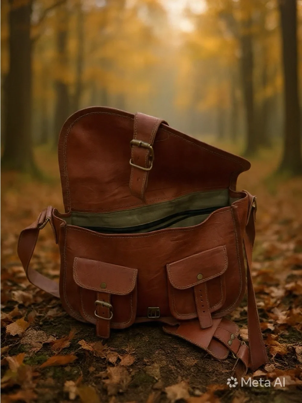 🍓Classic Brown Leather Messenger Bag 
